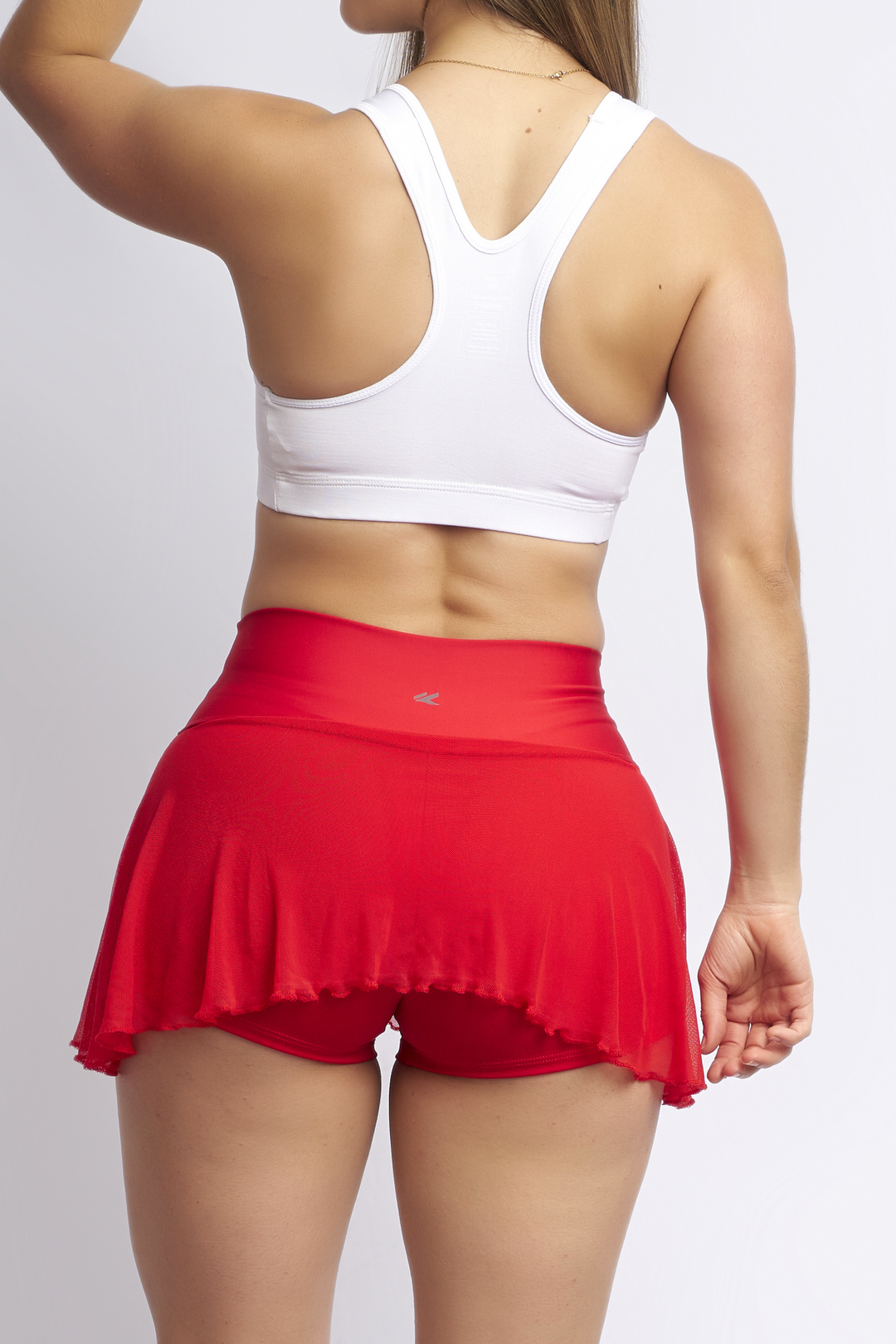 FALDA SHORT TUL ROJA
