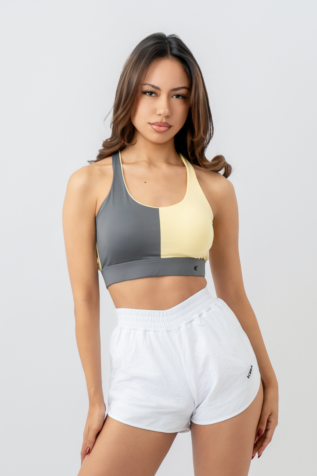 TOP CROSSED BICOLOR AMARILLO + PLOMO