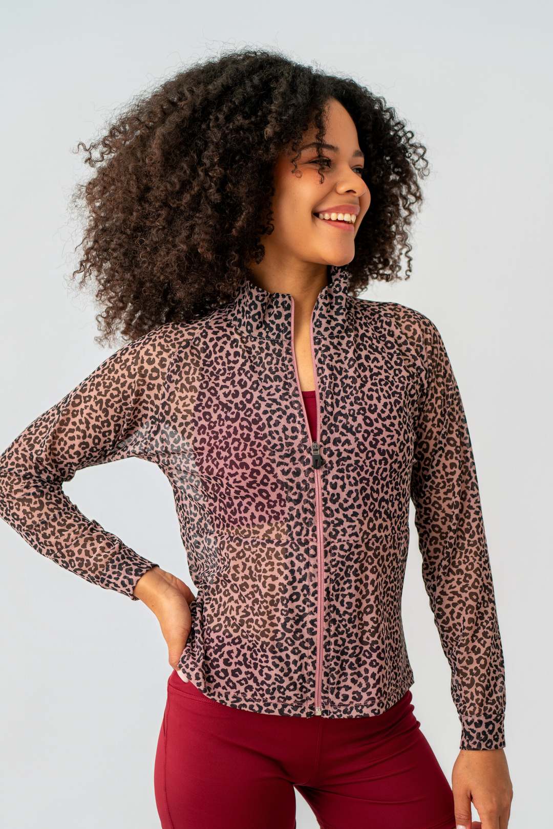 CASACA TUL PRINT PALO ROSA