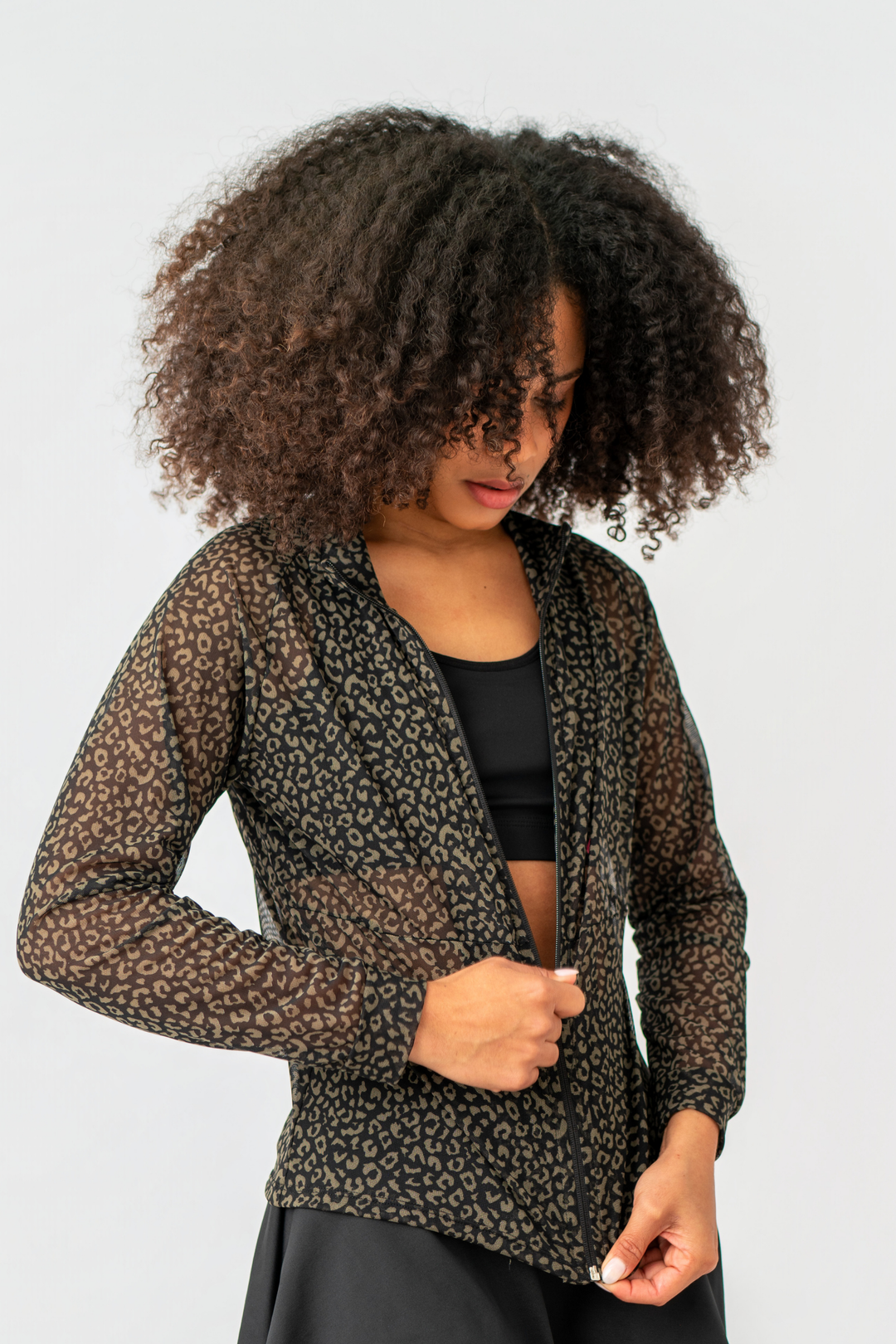 CASACA TUL PRINT NEGRO